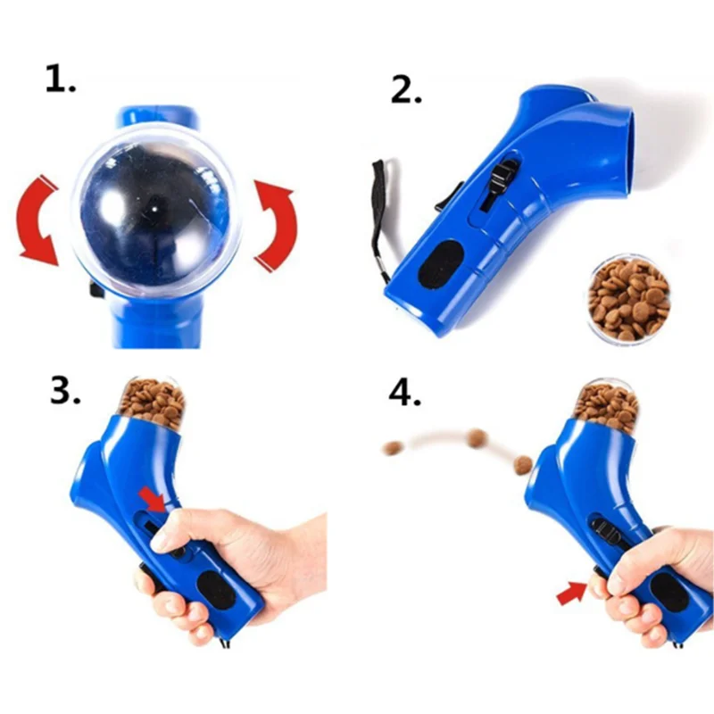 Pet Treat Launcher Ejecting Interactive Puppy Snack Hand Held Dispenser Food Catapult for Dog Cat Exercise and Training