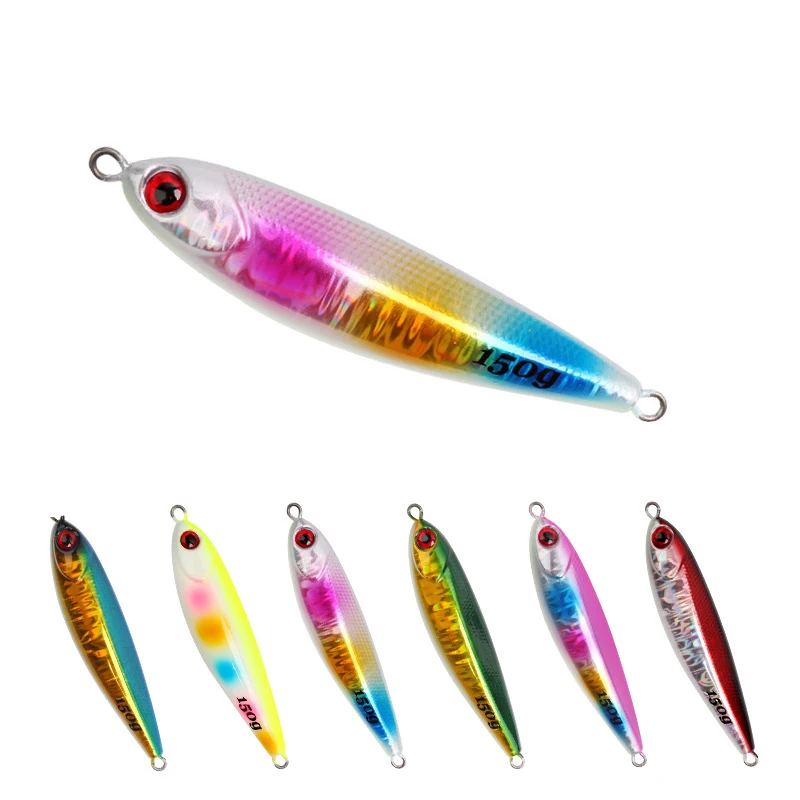 60g/80g/100g/120g/150g/200g/250g luminous effect long Casting fishing Metal Jig lure slow jigging tuna GT fishing lure