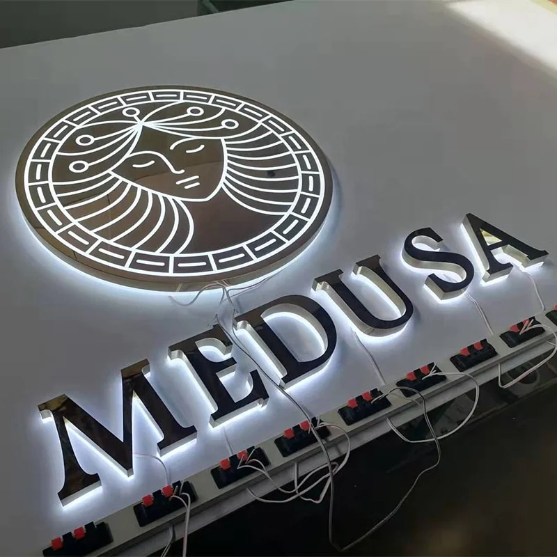 8 feet in height reverse lit channel letters Custom Wall Led Light 3d Backlit Logo Sign Exterior Led Backlit Acrylic Signs