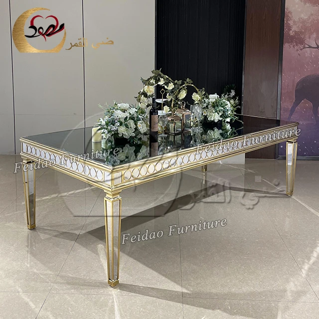 Wedding event glass top stainless steel 12 seater luxury dining table