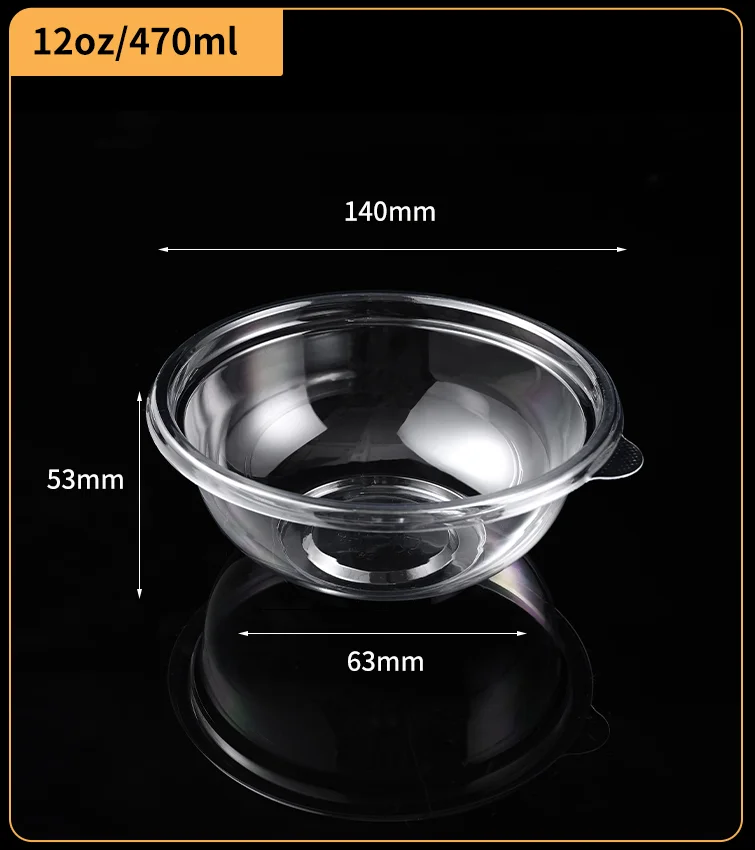 8 12 16 24 32oz Custom Logo Storage Clear Plastic Disposable Food Deli Container With Lids 24 oz Plastic Salad Bowl