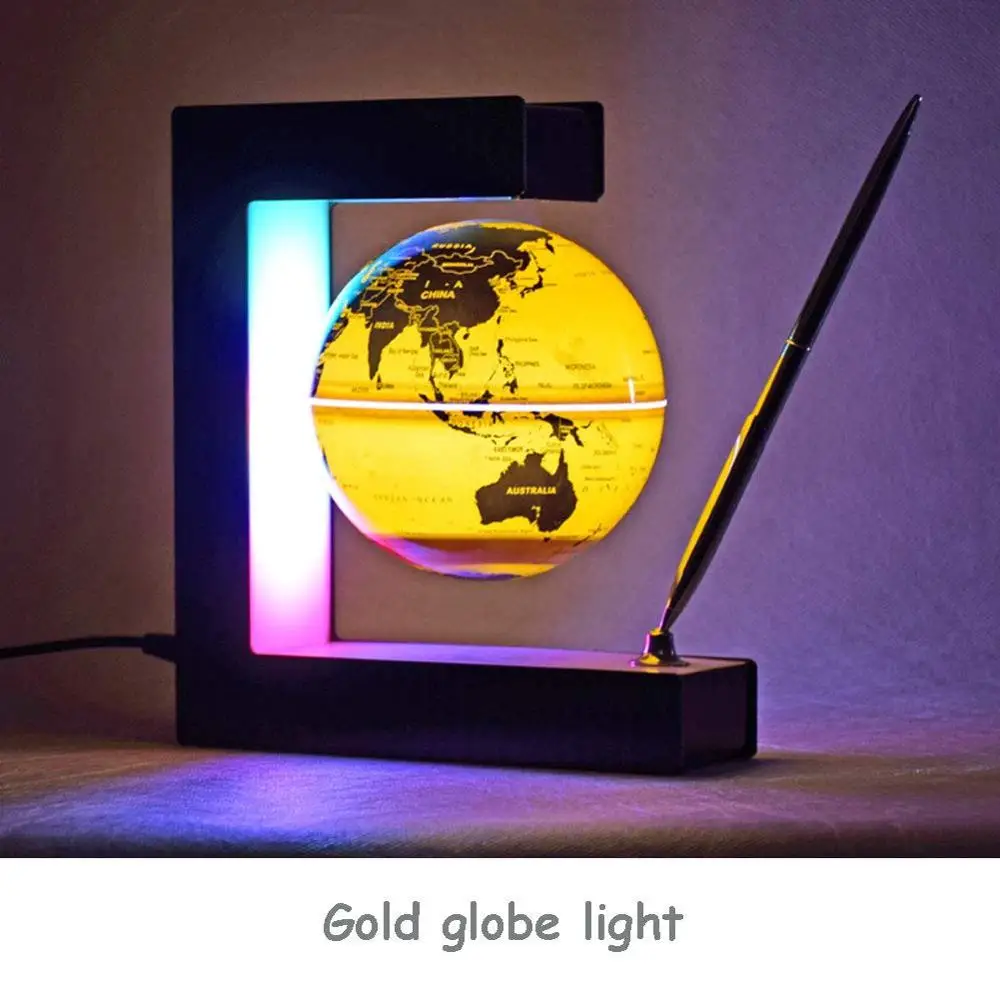 floating globe office desk display magnetic levitating earth globe ball with pen holder gift