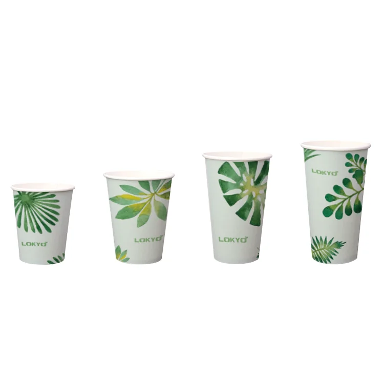 LOKYO custom 4oz 8oz blanks white compostable biodegradable water plastic free tea eco-friendly paper coffee cups