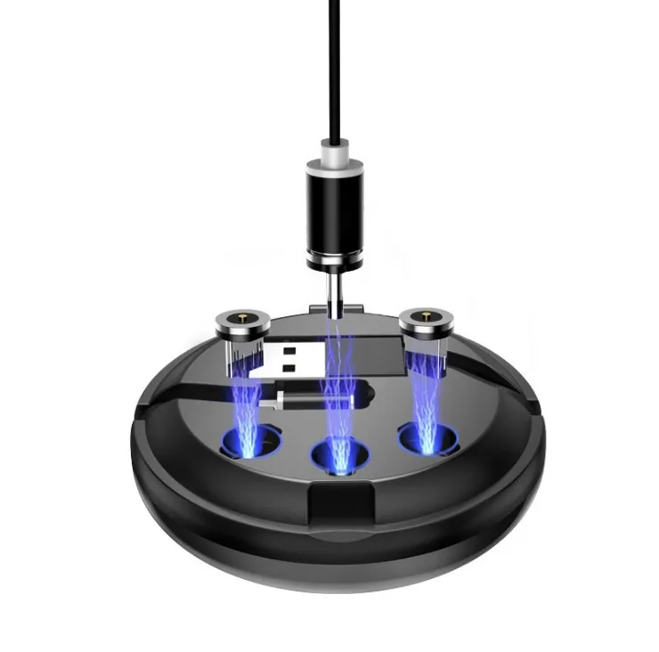 
3 in 1multi-head round box strong magnetic charging usb cable and retractcable usb cable 