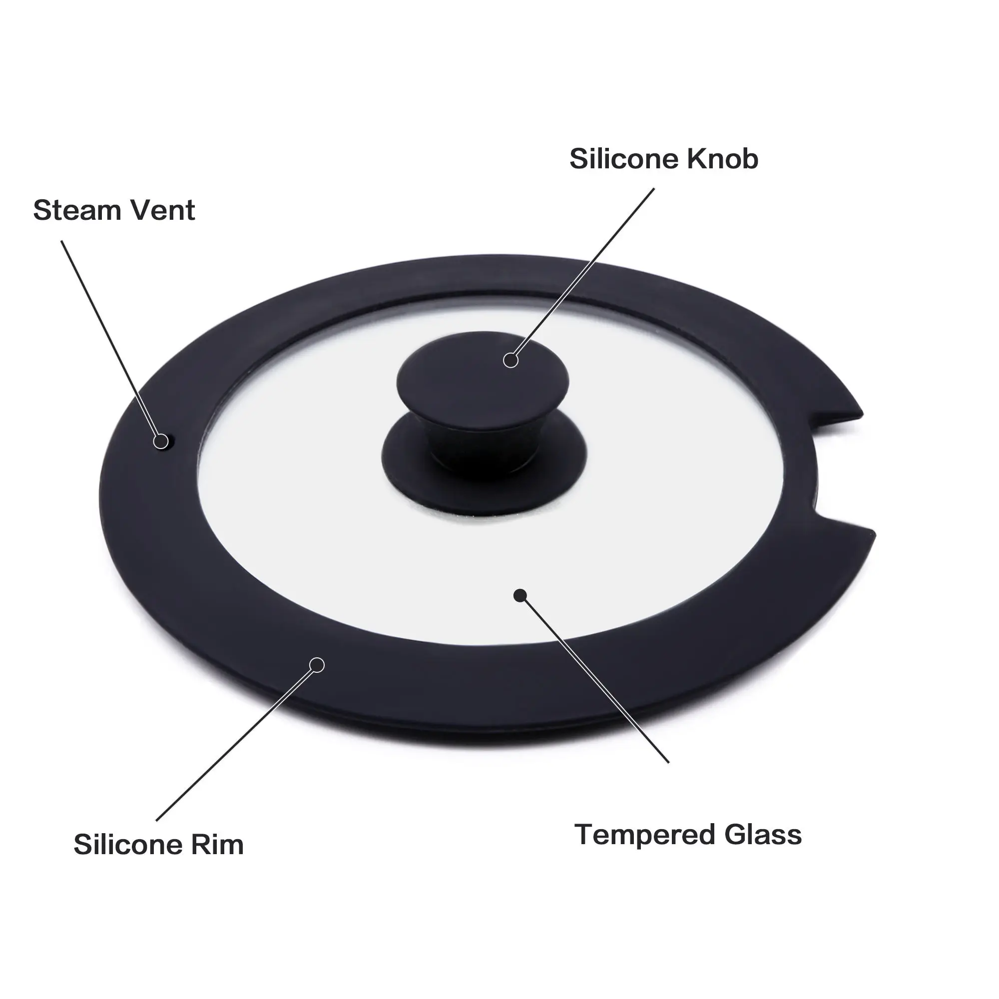 20cm Silicone Glass Overflow Plug Notched Pot Cover for Cooking Essential Cookware Part