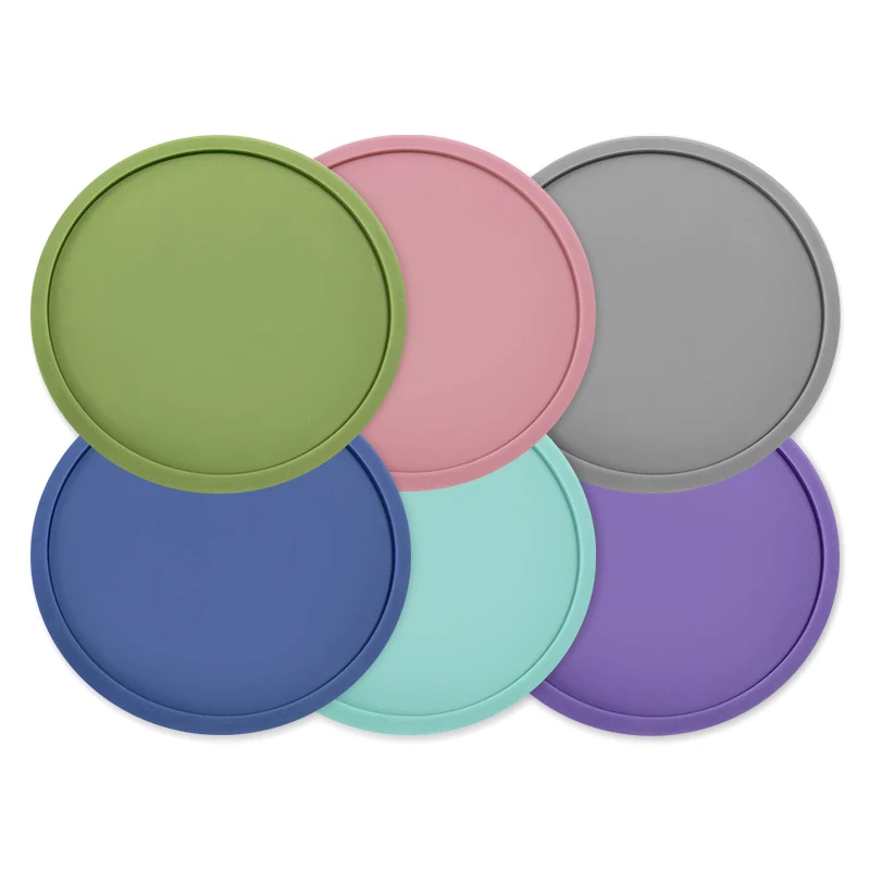 Waterproof Soft Non-slip  Silicone Drink Coasters Cup Pad Mat for Tabletop Protection