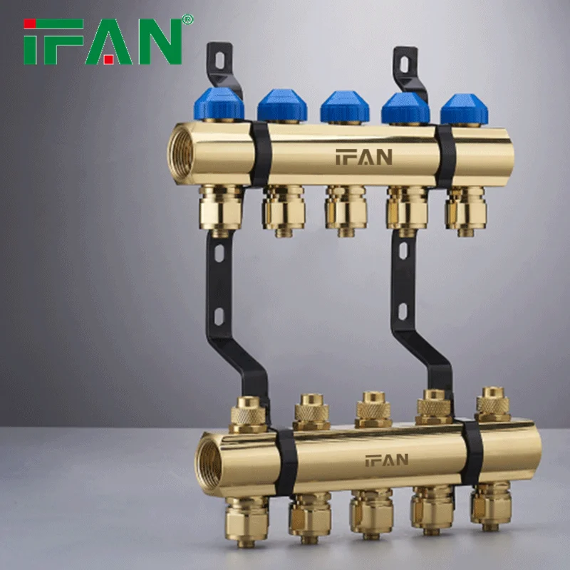 IFAN 2-8 Ways Brass Collectors Plumbing Fitting Underfloor Heating Brass Manifold