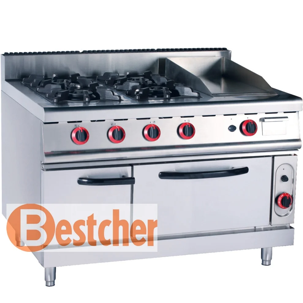 Оборудование для кейтеринга BESTCHER, газовая плита с 4 горелками и гриль с электрической духовкой, горелка в американском стиле, CE ,ROHS,IEC, SAA