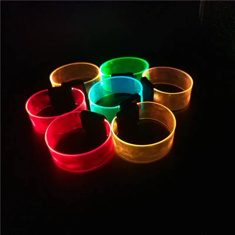 BOSI Manufacturer Novelty Transparent TPU Custom Laser Logo Neon Glow Flashing Light Up Led Magnetic Bracelet Wristband
