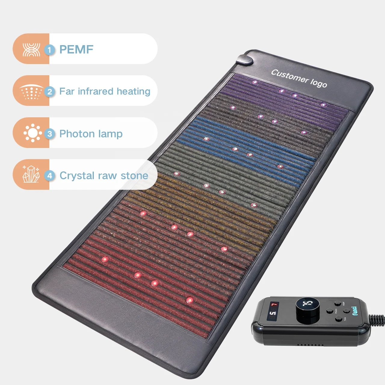 Red light photon pemf crystal mat factory direct sale infrared thermal pemf mat for pain relief