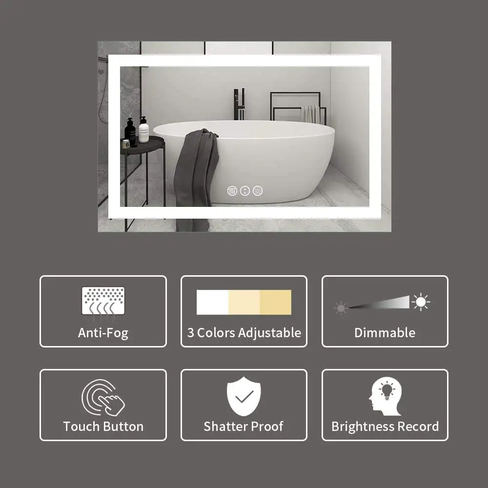 Зеркало для ванной со светодиодной подсветкой незапотевающее