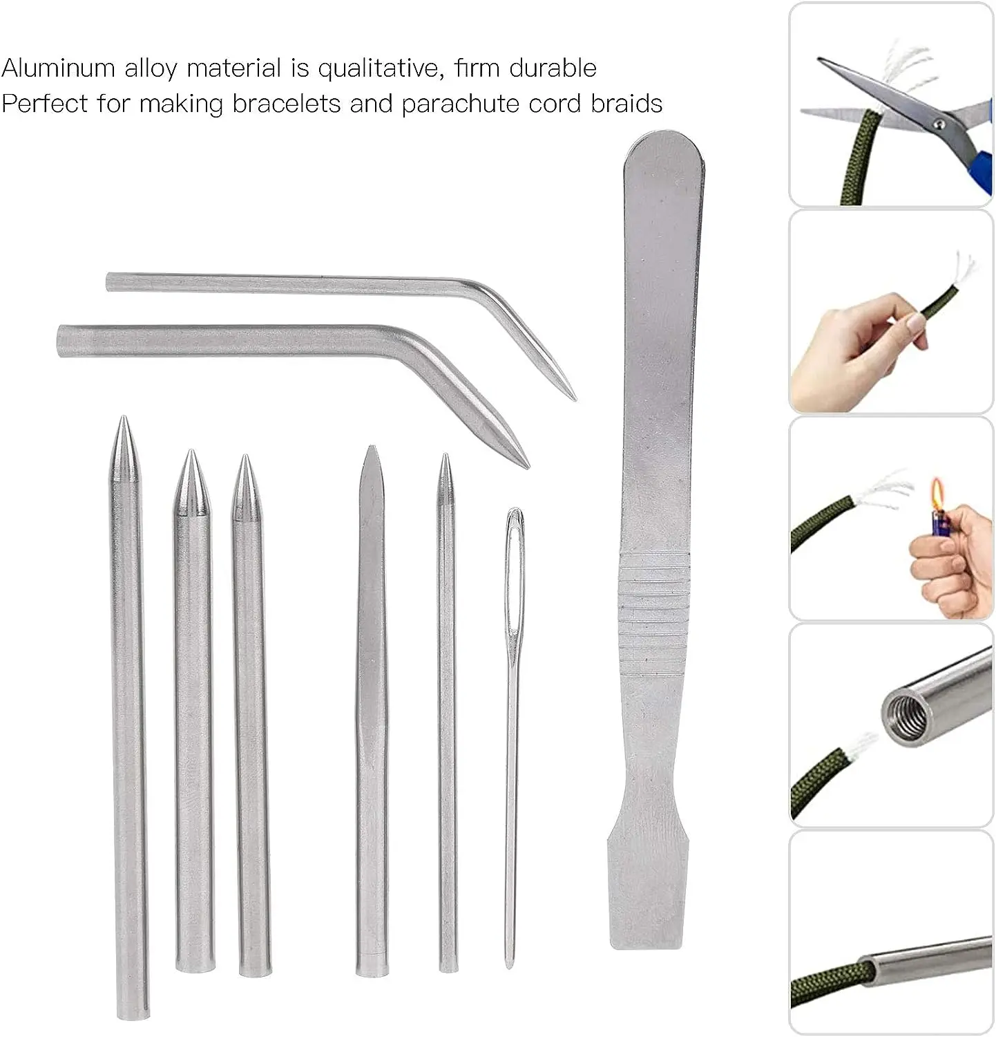 Paracord Bracelet Handmade DIY Weaving Tool 9 Pieces Stainless Steel Umbrella Rope Braided Knitting Needle Set