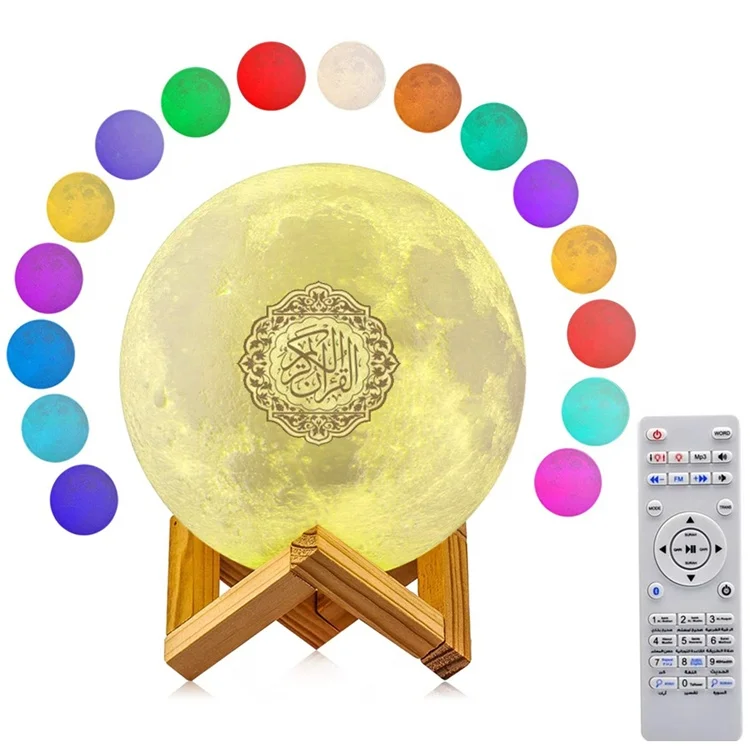 
Wholesale Factory Portable Moon Lamp Led Light Wireless Quran Speaker veilleuse coranique with APP  (1600112251793)