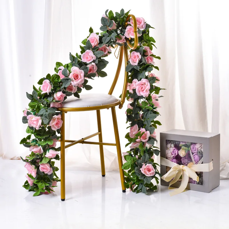 Artificial Flower Rattan Decorative Wreaths Wedding Home Spring Autumn Christmas Garland Plant Vine Rose Artificial Flowers