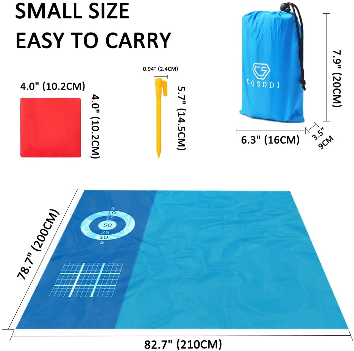 Waterproof Game Beach Mat, for 3-7 Adults Lightweight Portable Pocket Blankets Outdoor Picnic Mat