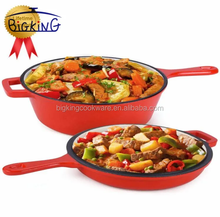Cast Iron Dutch Oven with Lid - Cast Iron Frying Pan 2 in 1 Combo Cooker, Skillet Lid 10.25 Inch (26 cm) OEM