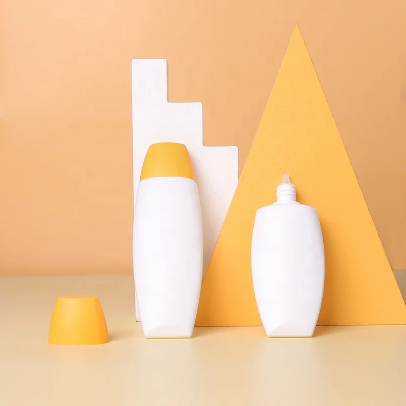 New Design OEM 40ml 70ml Suncream Package PP Plastic Oval Dody Lotion Bottle Cosmetic Container Sunscreen Sunblock Bottle