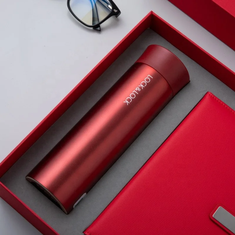 Costom New Design Notebook Business Office Gift Set A5 Plain Notebook  USB Set Gift Pu Leather Hard Cover Note book With Bottle
