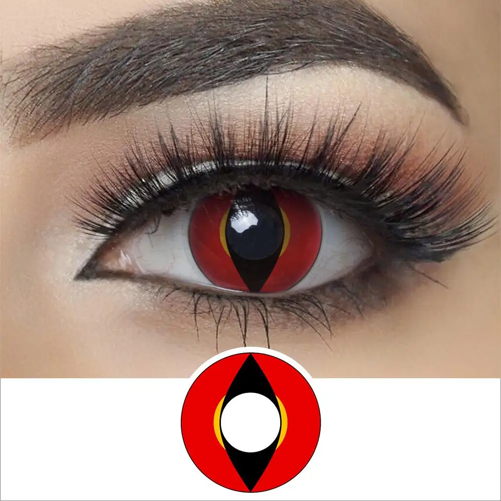 Wholesale Cosplay Crazy Halloween Yearly D21 Cat Eye Red Animal Contacts Lenses