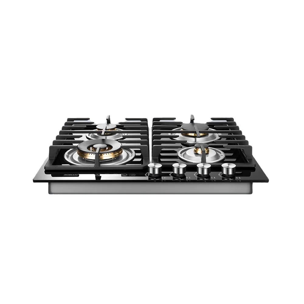 high pressure stove B8 Built in 4 burner  with Italian made Defendi* Dual brass burner and 8mm tempered