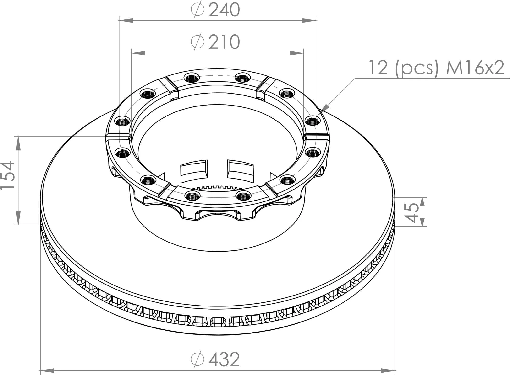 
High Performance 2995812 2996328 7189476 truck Brake Disc applicable to EuroCargo & Stralis 