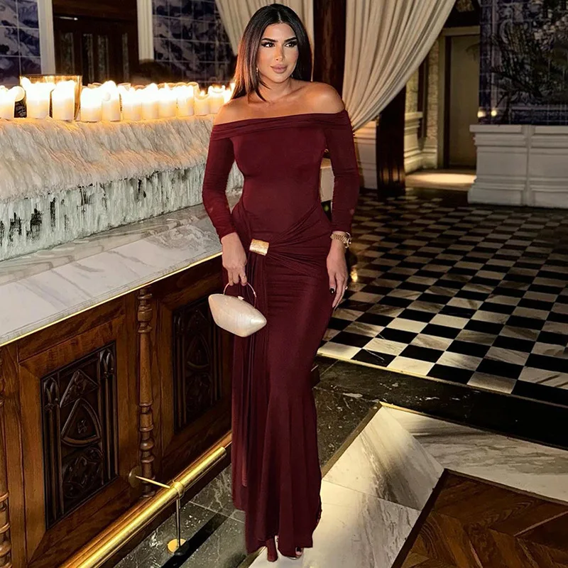 Sexy Ladies Off The Shoulder Midi Party Dresses For Women