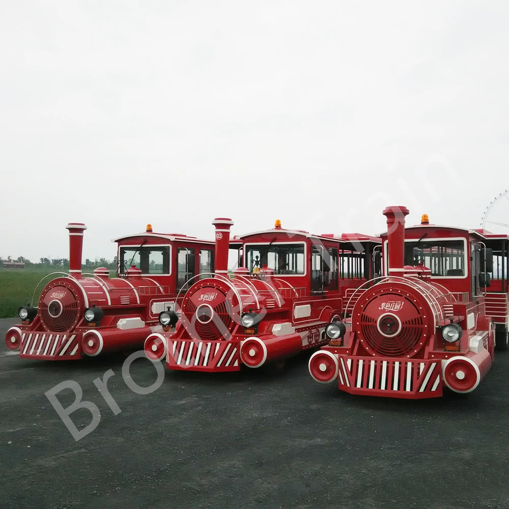 Outdoor Adults Sightseeing Passenger Steam Locomotive Attraction Electric Tourist Road Tour Trackless Train For Sale