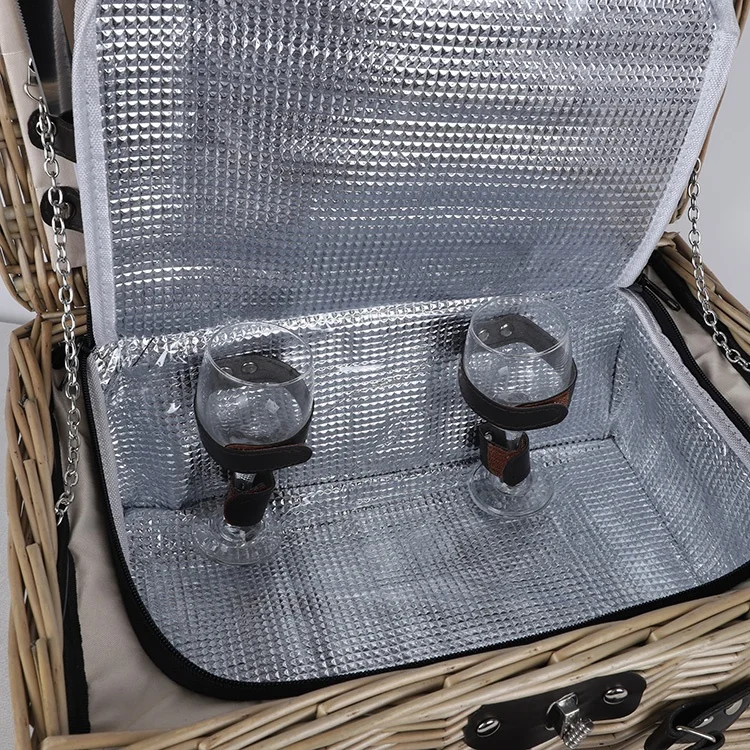 Europe style willow picnic basket insulated picnic basket for 2 person