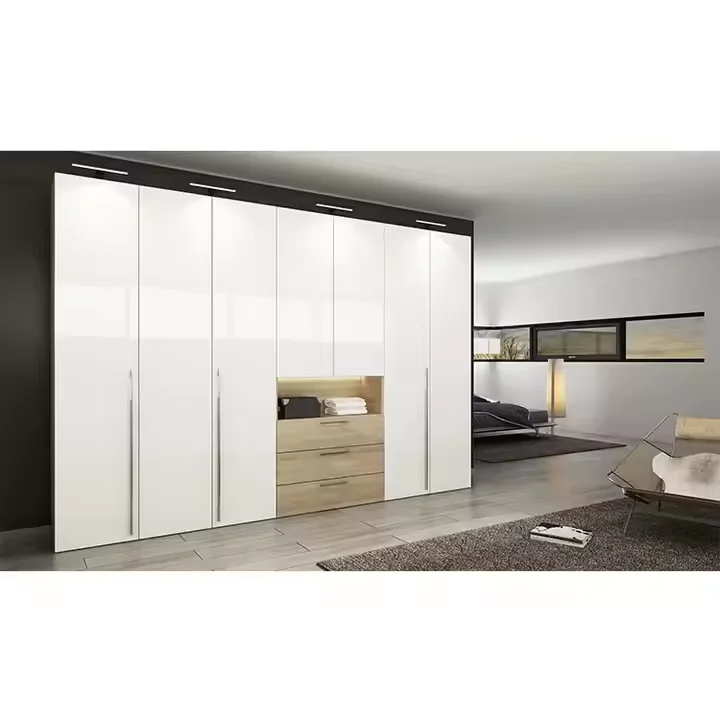 Европейский рынок лидер продаж мебель для спальни Белый Модный глянцевый огромный гардероб