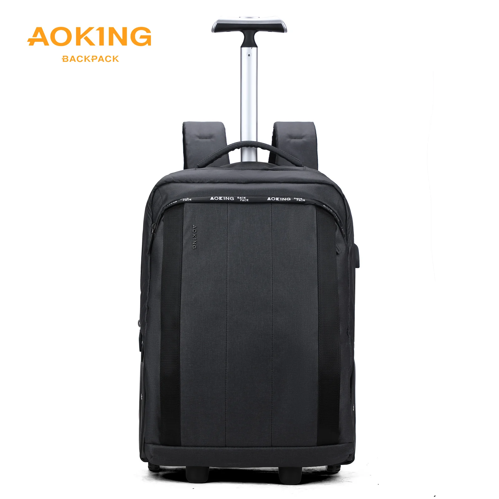 Aoking Manufacturer wholesale polyester unisex trolley bag waterproof business laptop trolley travel backpack with wheels