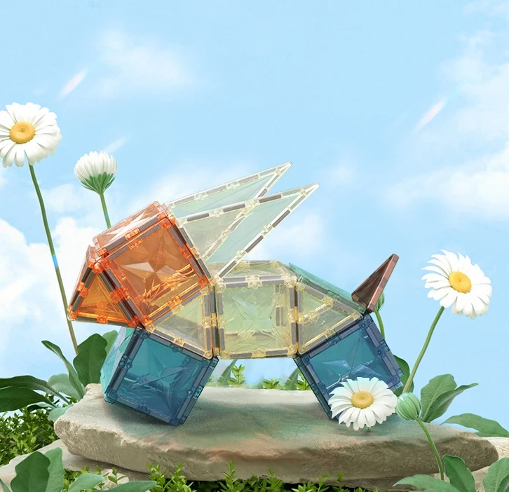 New style Nature color magnetic building blocks toys 4D color window animal magnetic tiles Factory Accept OEM