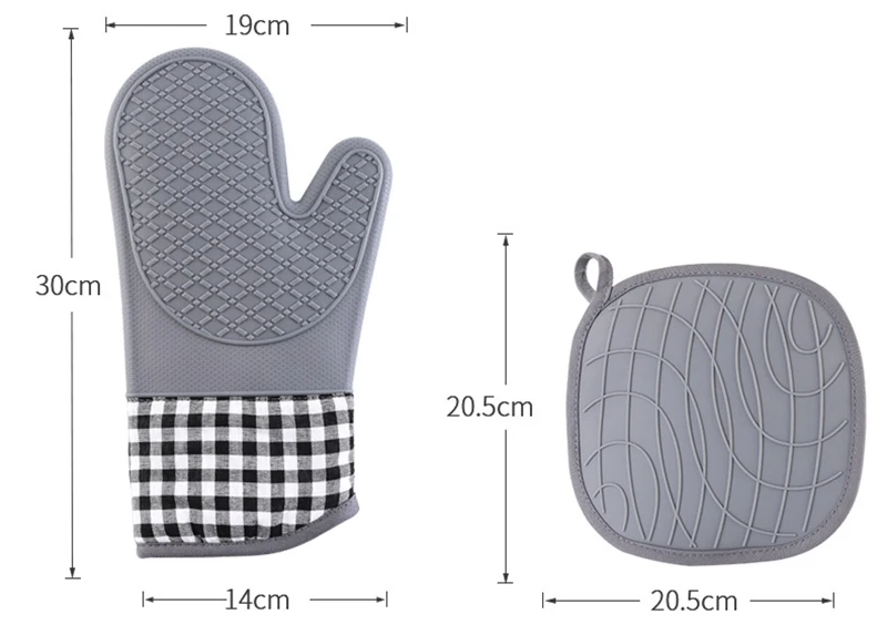 Heat Resistant Hot Pot Holders Silicone Microwave Oven Gloves High Temperature Insulation Gloves Anti Slip Silicone Oven Mitten