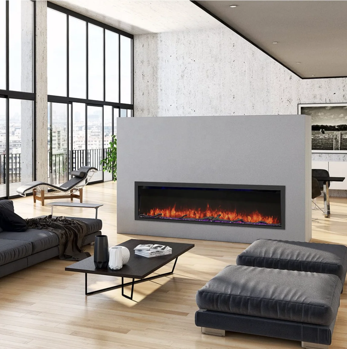 40 50 60 70 80 90 100 Inch Modern 3D Wall Fire place LED Decor Flame Insert Electric Decorative Fireplaces