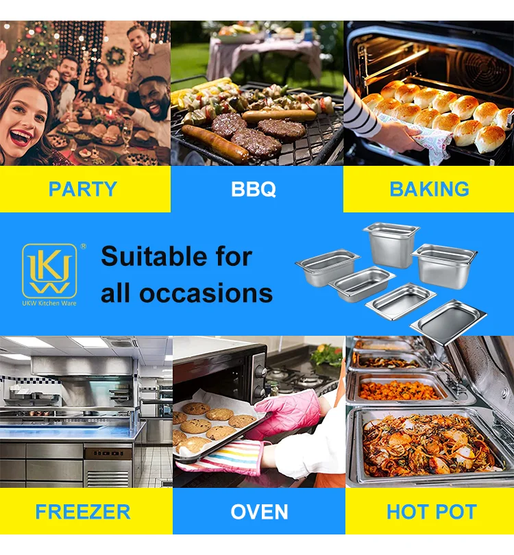 Newest Commercial Heat Pan Buffet Rectangular Stainless Steel Gn Pan Stand Gastronorm Container