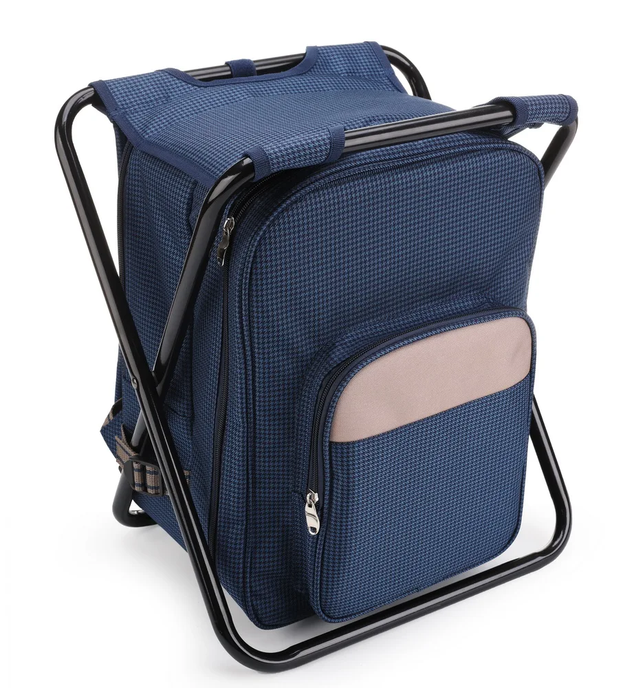 Custom insulated picnic bag outdoor indoor fishing hiking beach barbecue compact portable camping chair with ice bag