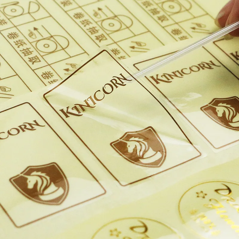 Custom Self Adhesive Printed Die Cut Sticker Clear Gold Foil Stickers Transparent Logo Label