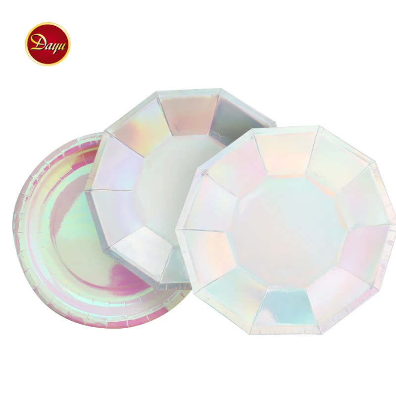 Custom printing disposable birthday wedding party paper plate cup sets shrinkage package