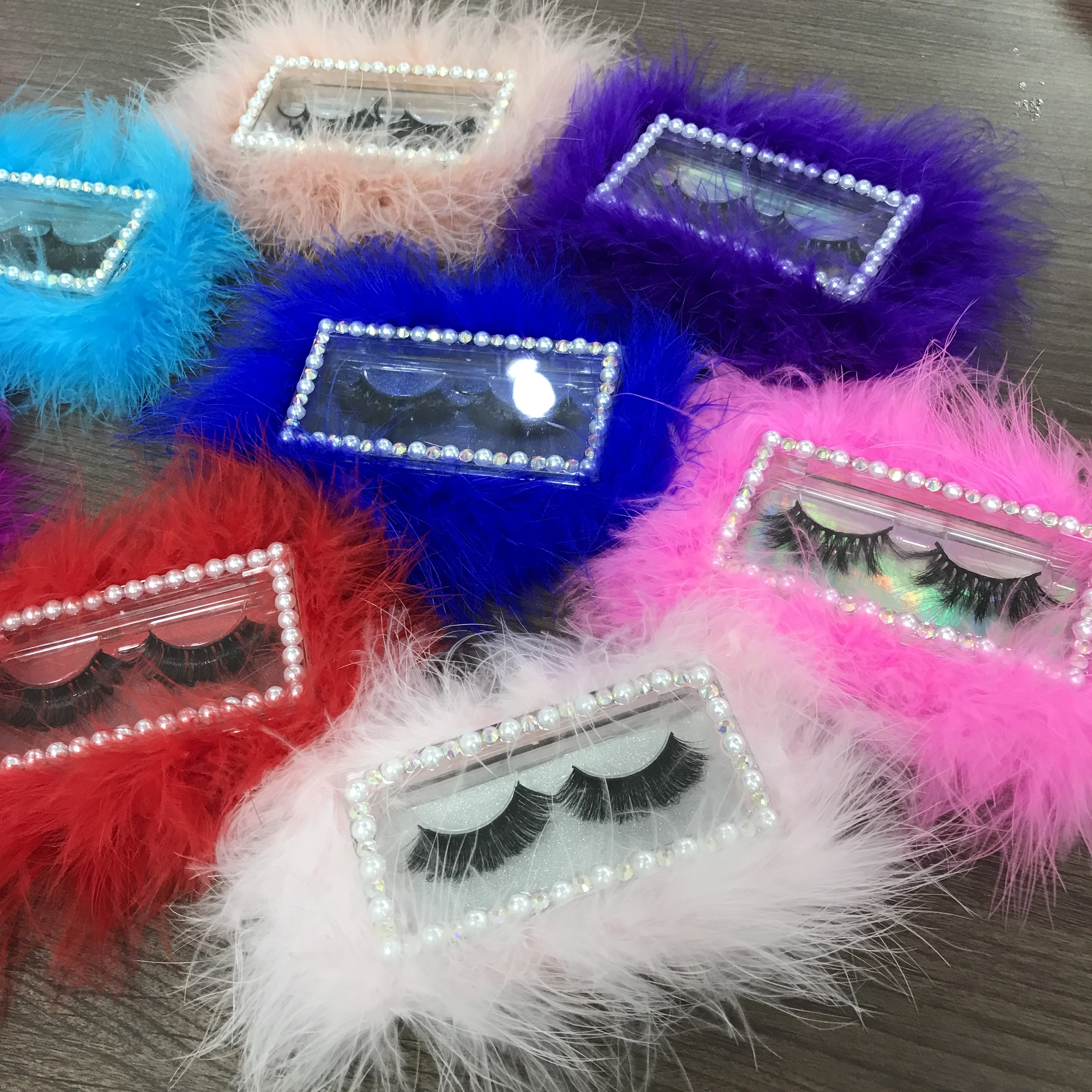 Customize fluffy lash box customized empty eyelash packaging cases diamond fur lash box