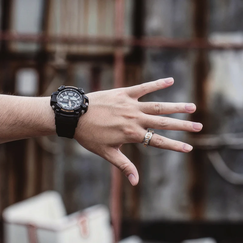 Craft Wolf special design accessories double-layer rotatable jewelry embossed six words of truth ring Original design factory