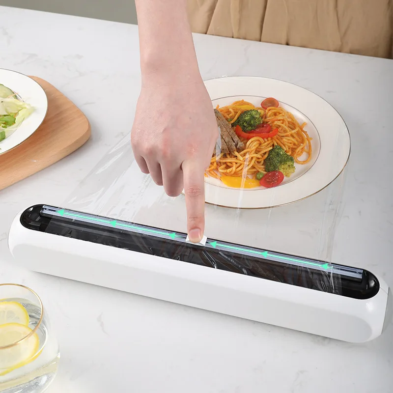 Kitchen Adjustable Cling Film Cutter Reusable Plastic Food Wrap Dispenser
