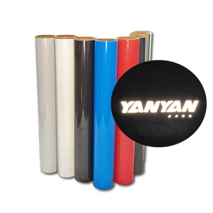 Free sample silver rainbow color iridescent white htv pu pes material reflective heat transfer label vinyl roll