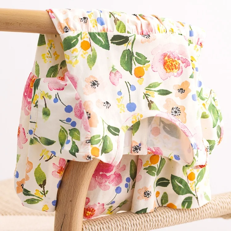 Dresses Clothing Fashion Baby Girl Dress Summer Floral Dress for Girls Children Jersey Short Sleeve OEM Service Plain Dyed Sweet