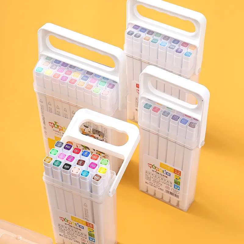 Yiwu direct deal Export Oily Quick Drying Drawing Graffiti 12 To 36 Colors Double Headed Color Marker Pen