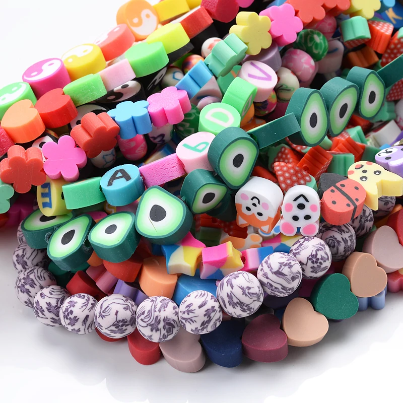 New 10mm DIY Jewelry Findings Clay Beads Fruits Heart Flower Beads Polymer Clay Beads For DIY Jewelry Making Bracelet Necklace