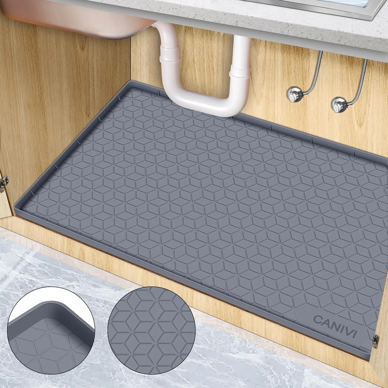 Waterproof silicone tray under sink