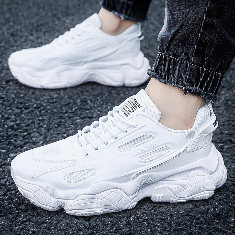 Spring 2024 new platform elevating daddy shoes Korean version of the trend sports casual small white shoes
