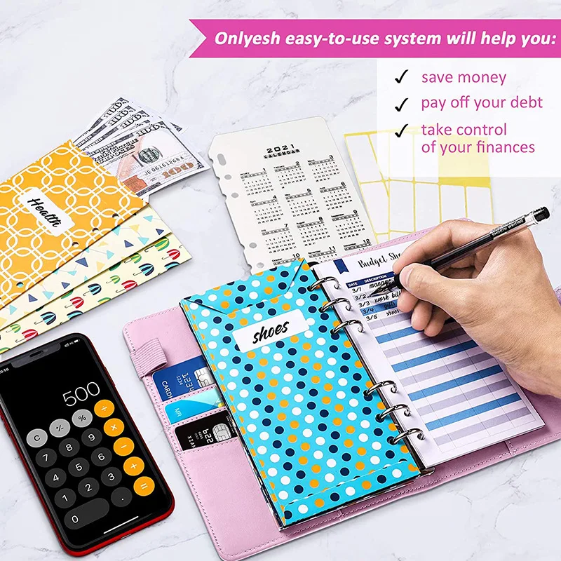 BOSHIHO Custom A6 binder money cash budget binder with cash envelopes budget binder wallet