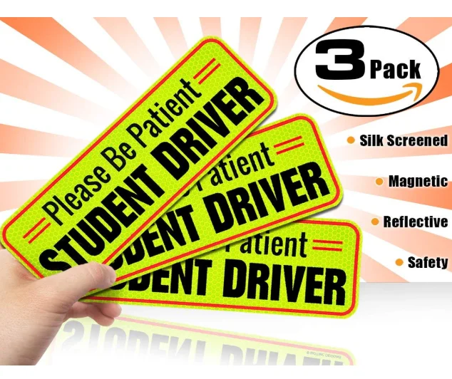 Student Driver Magnet Highly Reflective New Driver Vehicle Bumper Magnet