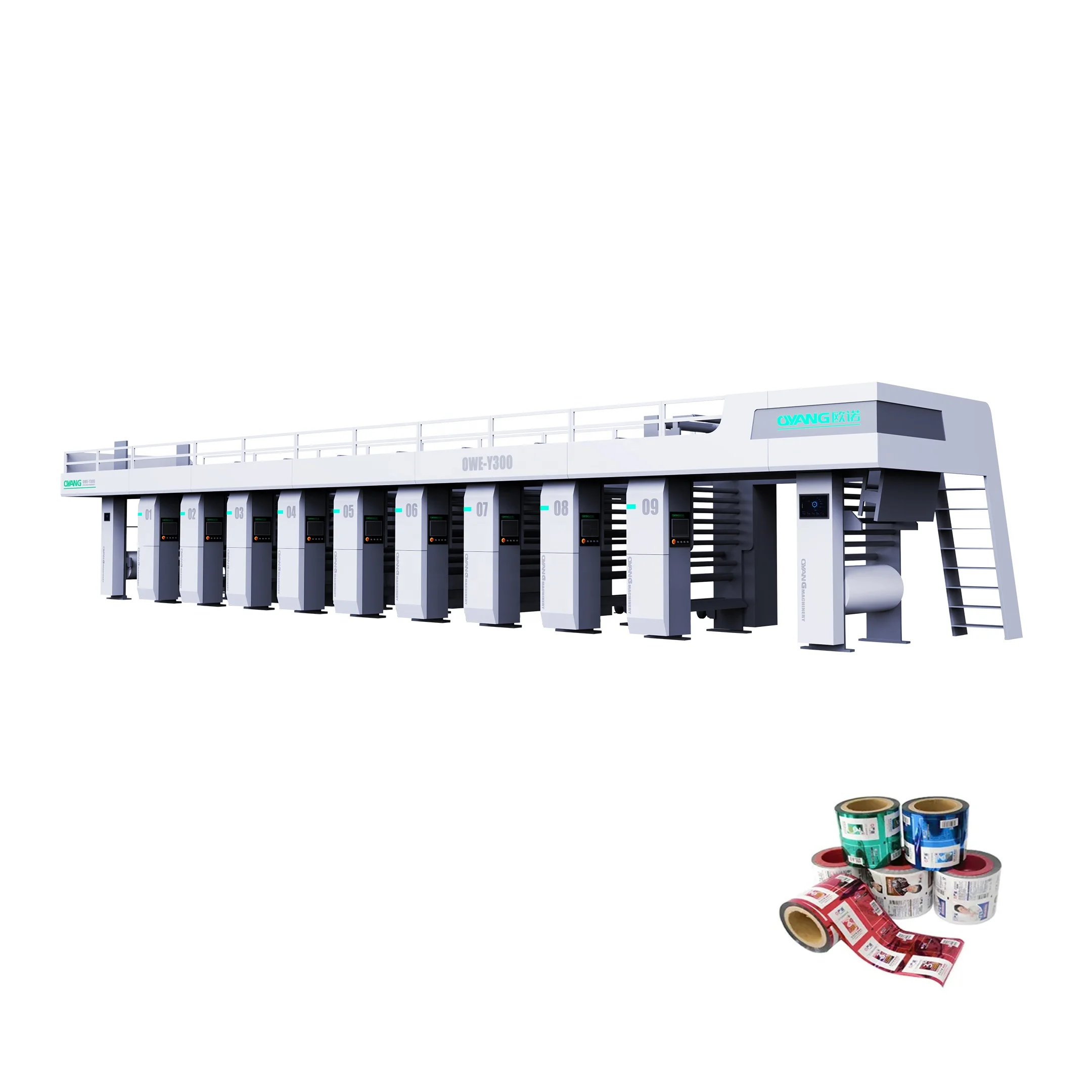 ON-300ELS Set Type BOPP, PET, PVC, PE, Aluminum Foil and Paper Multi-Color Rotogravure Printing Machine