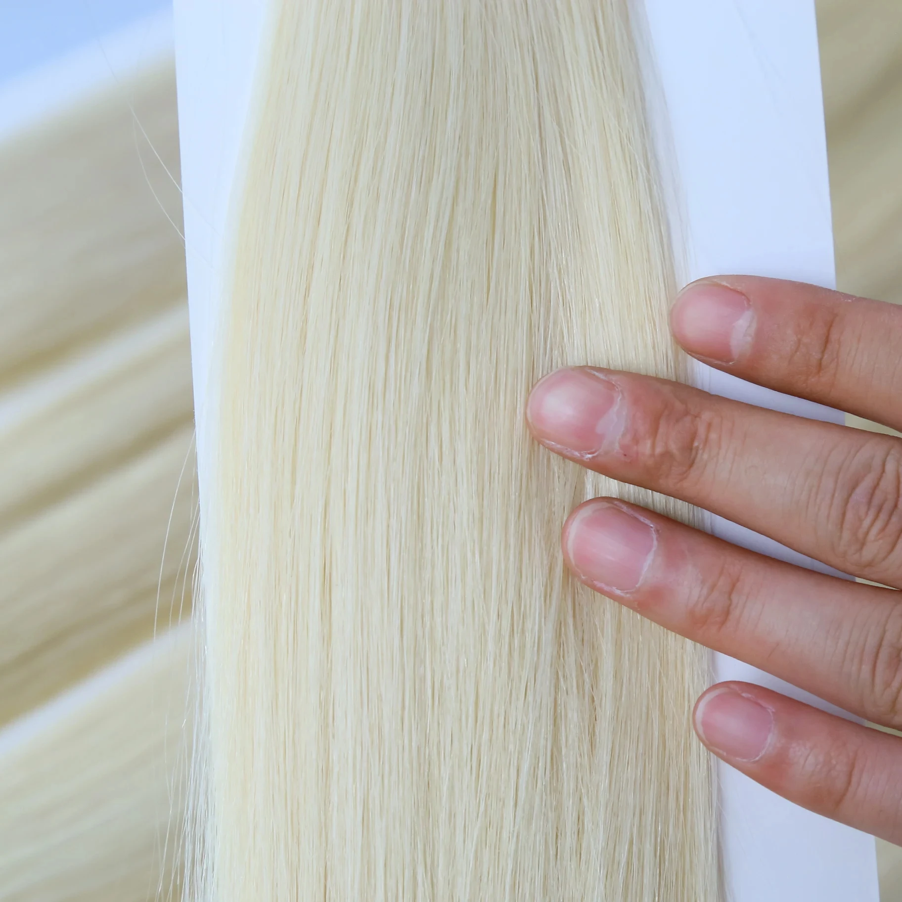 #1001  3X1CM Small Tape in Hair Extensions Light Blonde Color Russia Hair With Double Drawn Full End